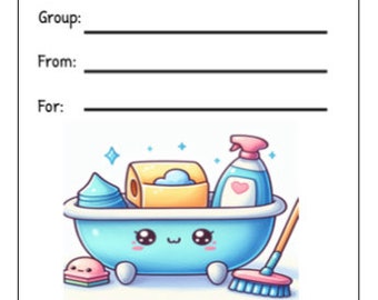 Printable INSTANT DOWNLOAD Tag Insert RAK Wish Group Label Pen Pal Supplies Happy Mail Watercolor spring cleaning bathroom cleaner bathtub