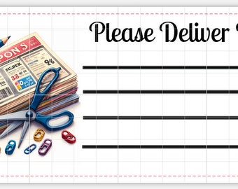 Printable INSTANT DOWNLOAD PDT Please Deliver To Labels Mailing Label Address Shipping Coupons Coupon Clipping Couponing Scissors Couponer
