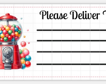 Printable INSTANT DOWNLOAD PDT Please Deliver To Labels Mailing Label Address Label Shipping Bubble Gum Candy gumball machine Sweet Treats