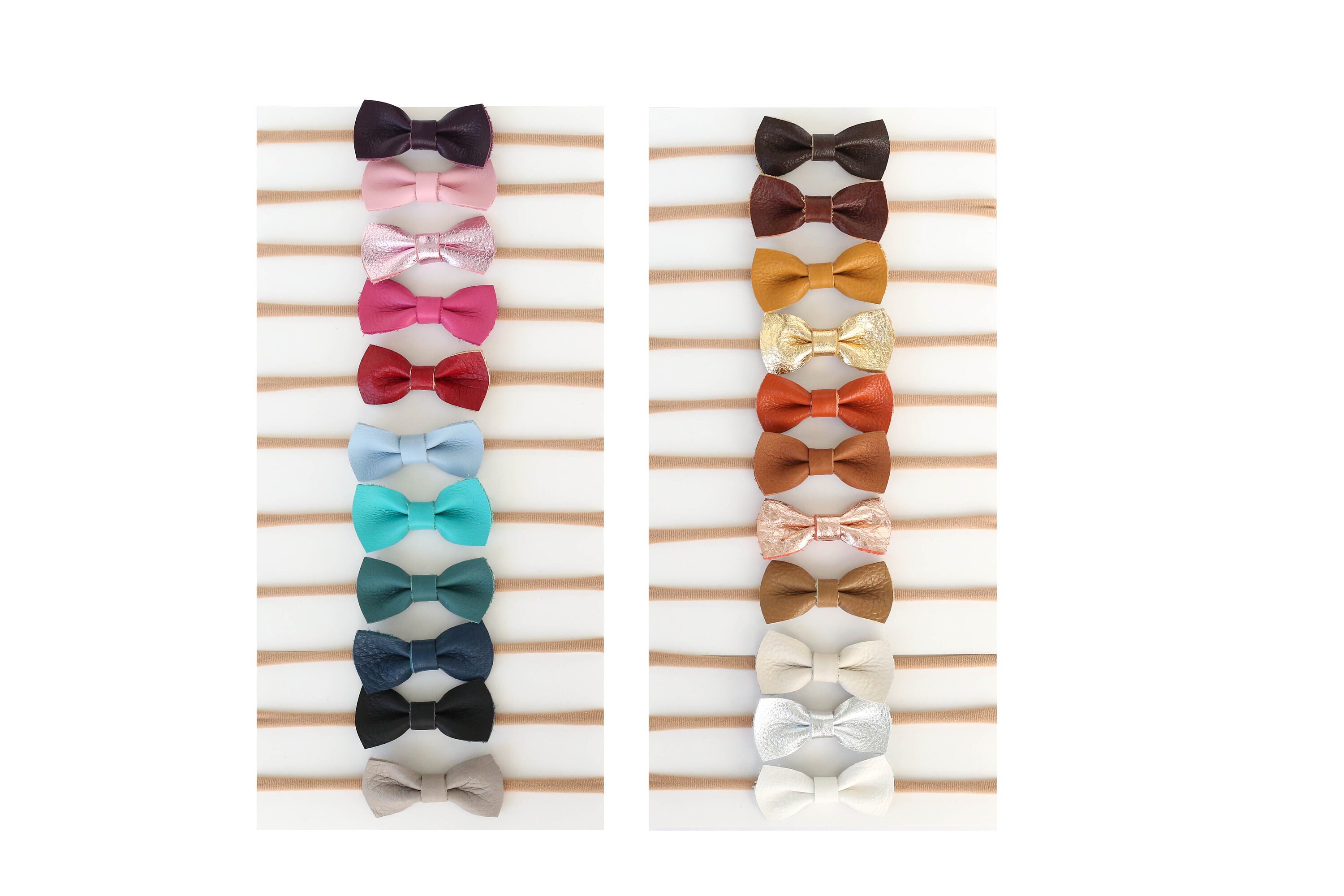Mini Leather Girl Hair Bow | Newborn / Baby / Child | Nylon Headband