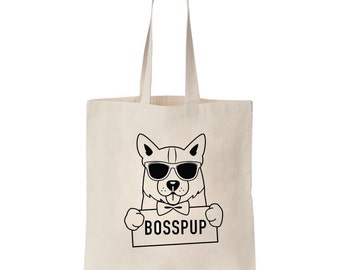 Bosspup Tote Bag Corgi (corgi bag, corgi tote, corgi accessories, corgi) stocking stuffer, holiday gift, gifts for her