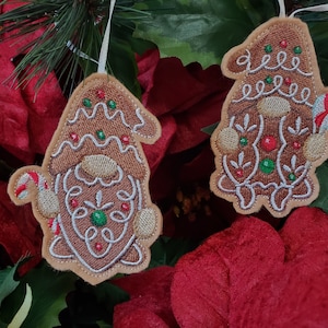 Gingerbread Gnome Ornament or Gift Tag, Man Gnome Design, Woman Gnome Design, Felt Ornament, Gnome Christmas, gnome ornament
