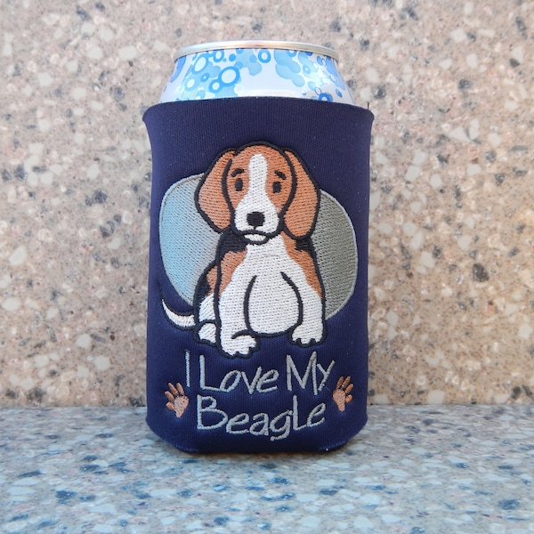 I Love My Beagle - Raffreddatore per lattine ricamato, custodia per lattine, amante dei cani, Beagle, regali sotto i 10 dollari
