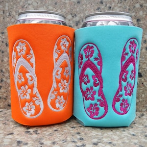 Flip Flop, Summer Fun, Embroidered Can Cooler, Family Vacation, Girl&#39;s Weekend, Getaway