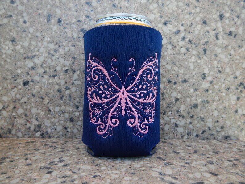 Filigree Butterfly Embroidered Can Cooler - Etsy