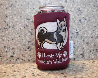 I Love My Swedish Vallhund Embroidered Can Cooler, Can Sleeve, Dog Lover, Gifts Under 10
