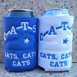 C-A-T-S Cats, Cats, Cats, Kentucky Embroidered can cooler, Tailgating, Can Sleeve, Wildcat Fan