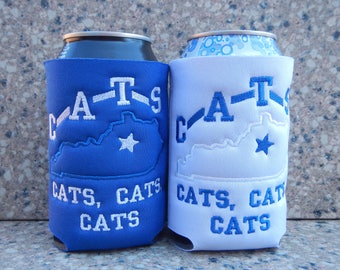 C-A-T-S Cats, Cats, Cats, Kentucky Embroidered can cooler, Tailgating, Can Sleeve, Wildcat Fan