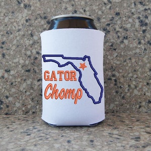 Florida Embroidered can cooler, Tailgating, Gator Chomp, Can sleeve