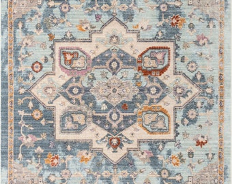 Grote Global Vintage Medallion Blue Rug By Chill Rugs