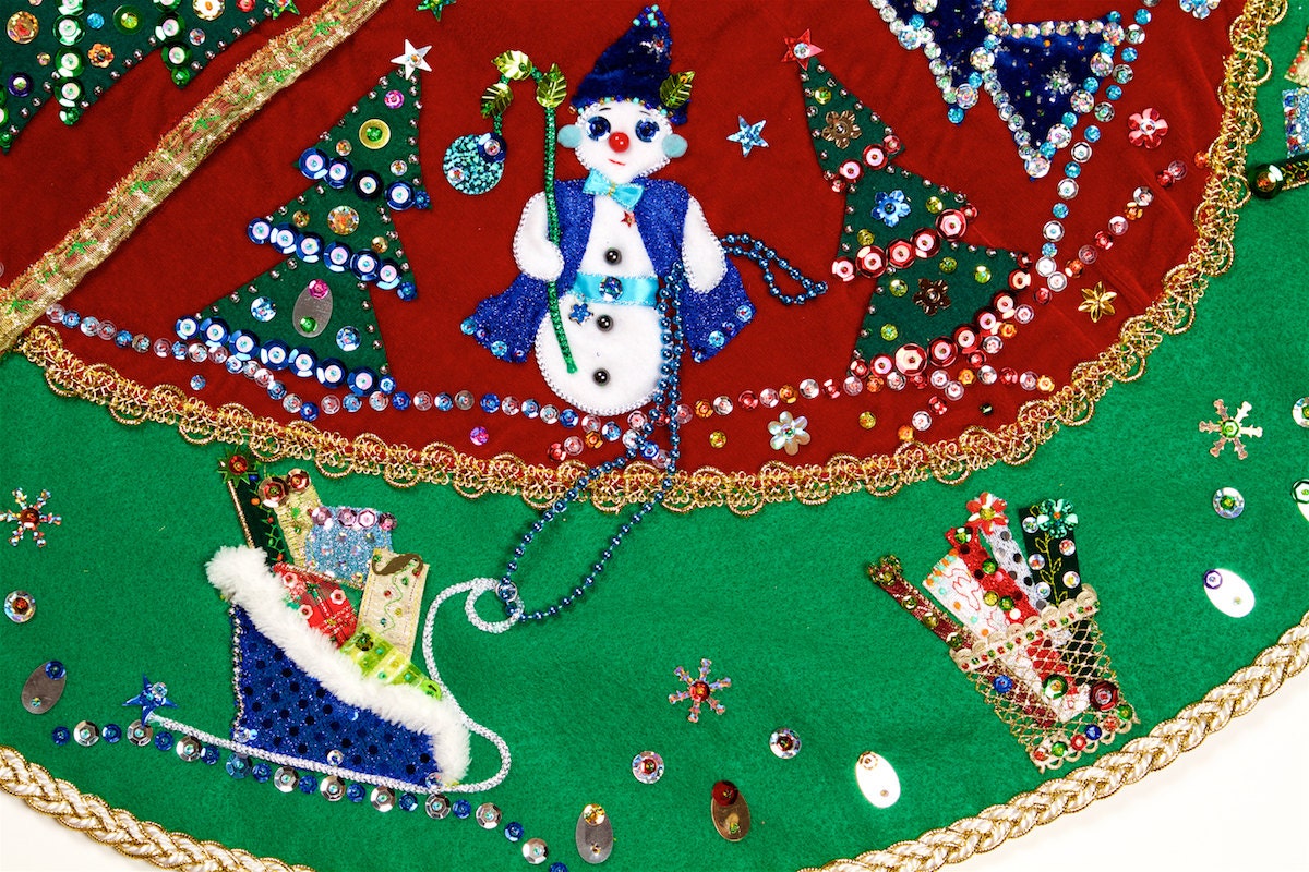 Christmas Tree Skirt is one of a kind item that took over 100 | Etsy