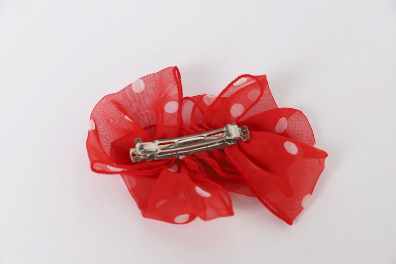 vintage 1980s WHITE /& red color BLOCK polka dot hair clip barrette BOW vintage 80s 90s accessory