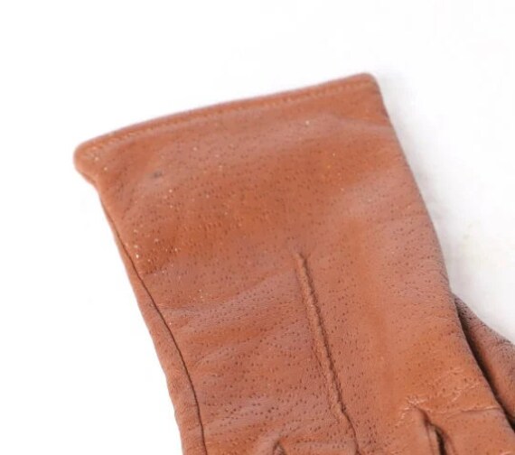 vintage BROWN LEATHER mid-century VINTAGE gloves - image 2