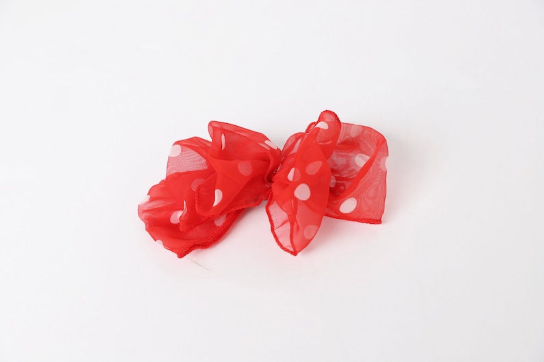 vintage 1980s WHITE /& red color BLOCK polka dot hair clip barrette BOW vintage 80s 90s accessory