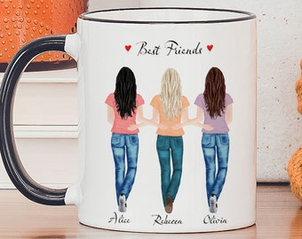 Three Best Friends Mug, 3 Best Friends Gift, Personalized Coffee Mug For Three Friends, Three Sisters Coffee Mug, Three Best Friends Mug