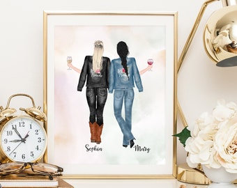 Custom Printable Two Best Friends, Personalized Two Soul Sisters Print, Sisters Custom Print, Gift For Sisters, Print Gift Best Friends, BFF