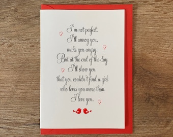 I'm Not Perfect Valentines Day Digital Card, Valentines Card For Husband, Card For Him, Valentines Card For Boyfriend, Digital Card