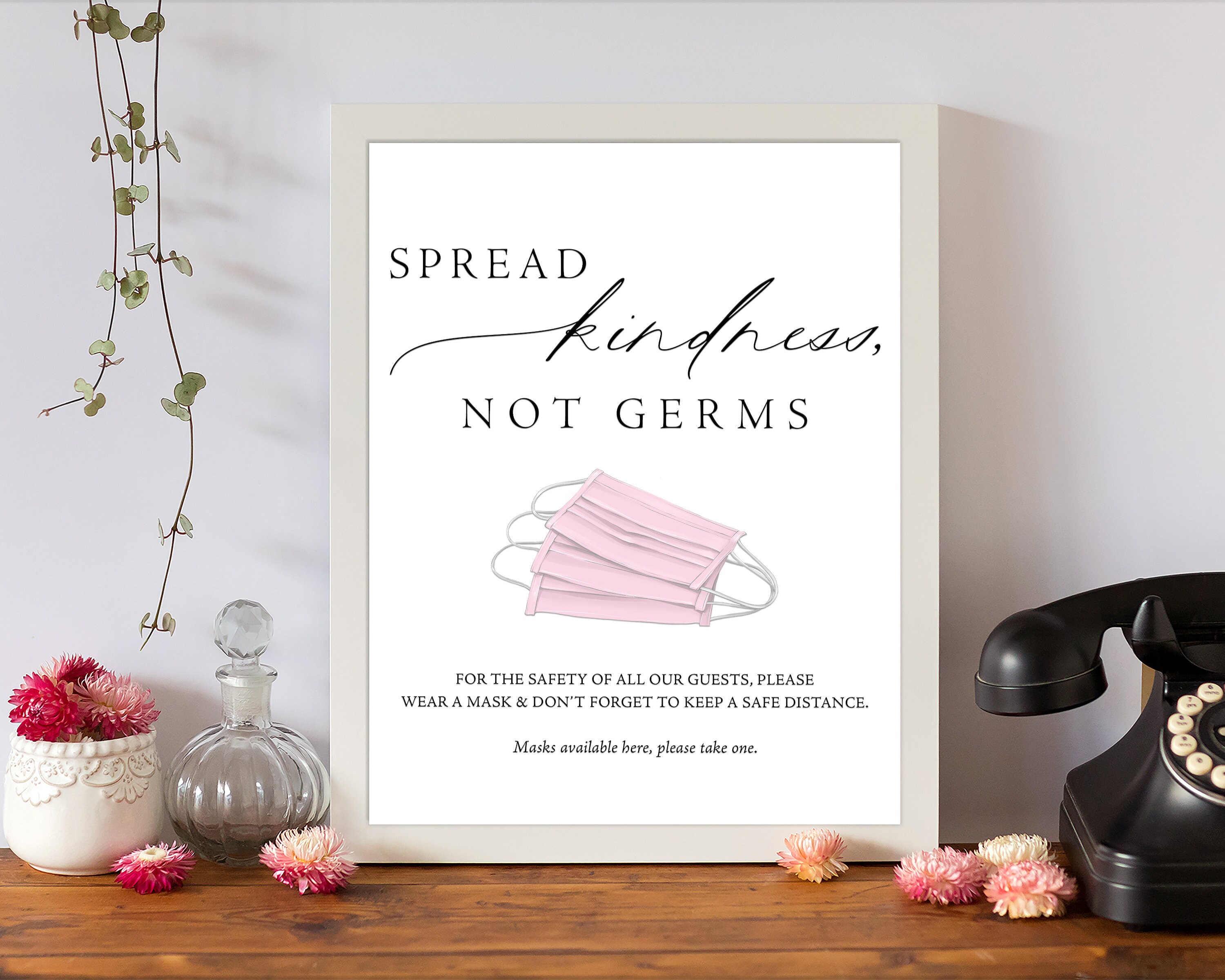 Spread Kindness Not Germs Social Distance Sign Wear A Mask Etsy
