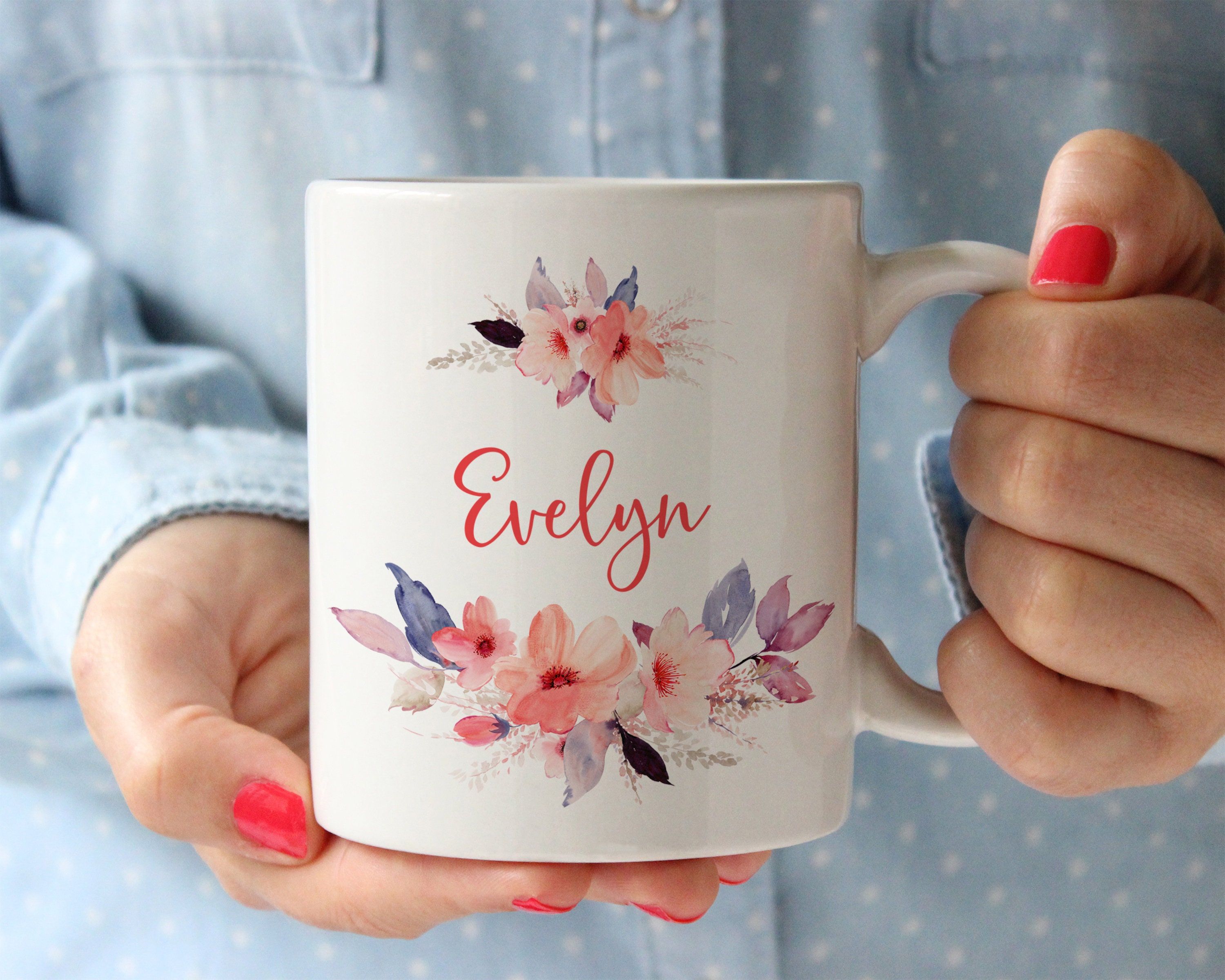 Coffee Mug Floral Personalised Mug Custom Yetta Mug Personalised Name  Definition for Mum, Mother Bir…See more Coffee Mug Floral Personalised Mug