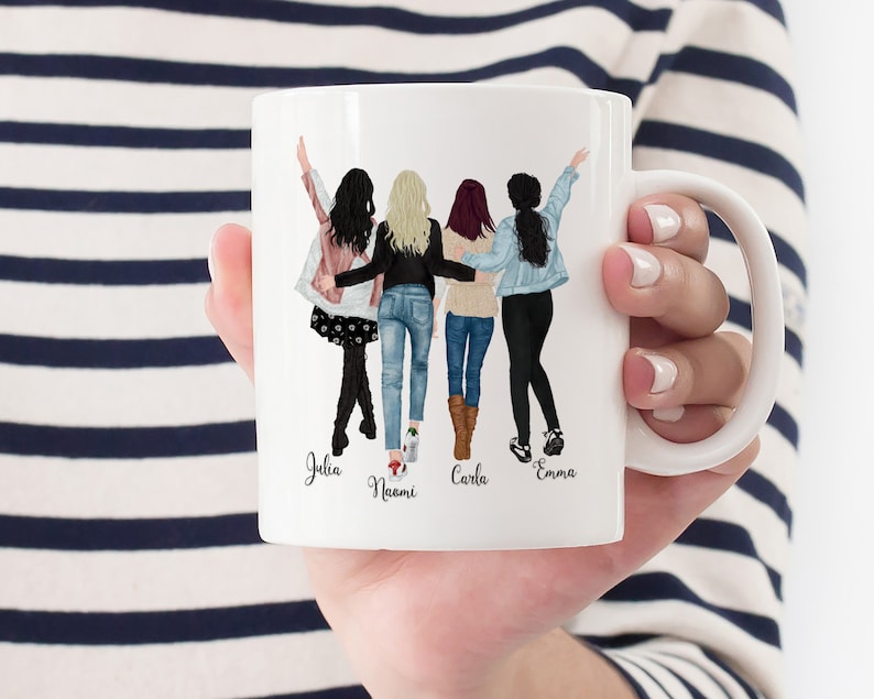 Four Friends Mug, 4 Best Friends Coffee Mug, Personalized Coffee Mug For Four Friends, Four Sisters Coffee Mug, Four Best Friends Mug 11 oz White Mug