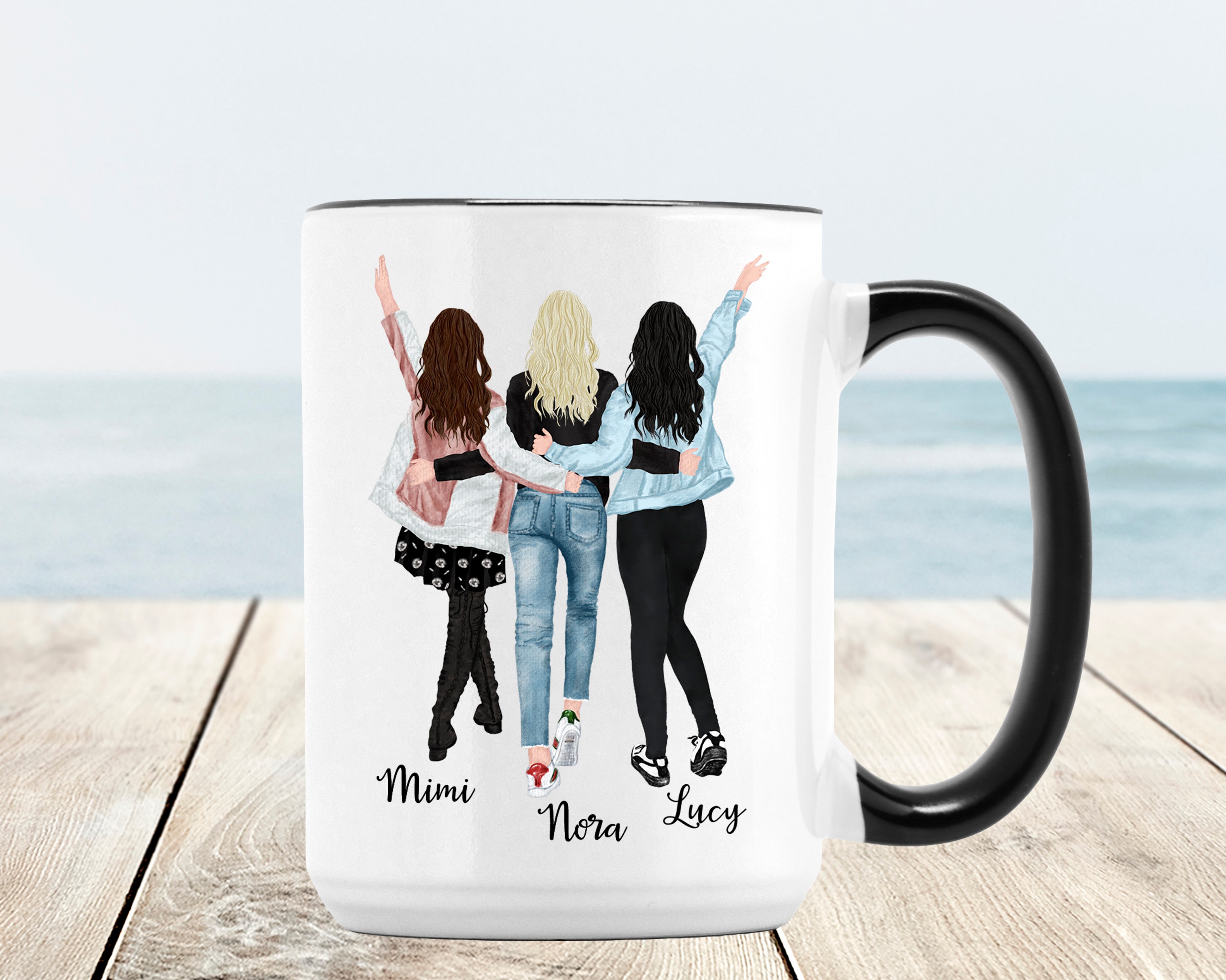 Three Friends Mug, 3 Best Friends Gift, Personalized Coffee Mug for Three  Friends, Three Sisters Coffee Mug, Three Best Friends Mug 