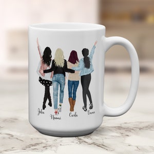 Four Friends Mug, 4 Best Friends Coffee Mug, Personalized Coffee Mug For Four Friends, Four Sisters Coffee Mug, Four Best Friends Mug 15 oz White Mug