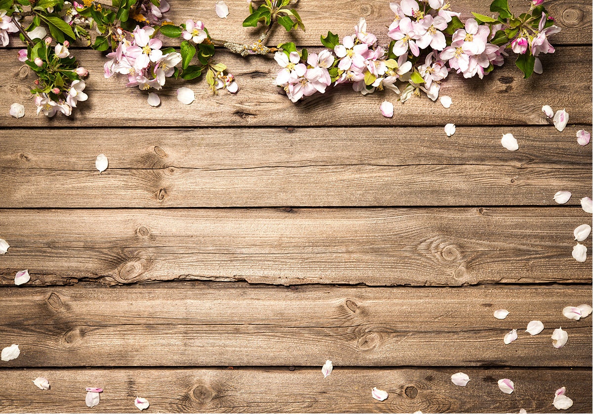 Rustic Wedding Flowers Brown Wood Floor Backdrops Spring Baby Etsy