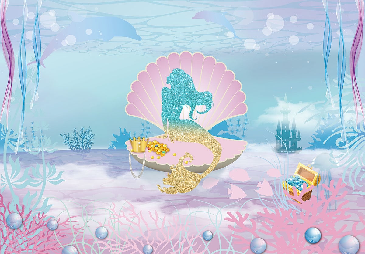 Under The Sea Little Mermaid Backdrop 1st Birthday Girl Party Etsy
