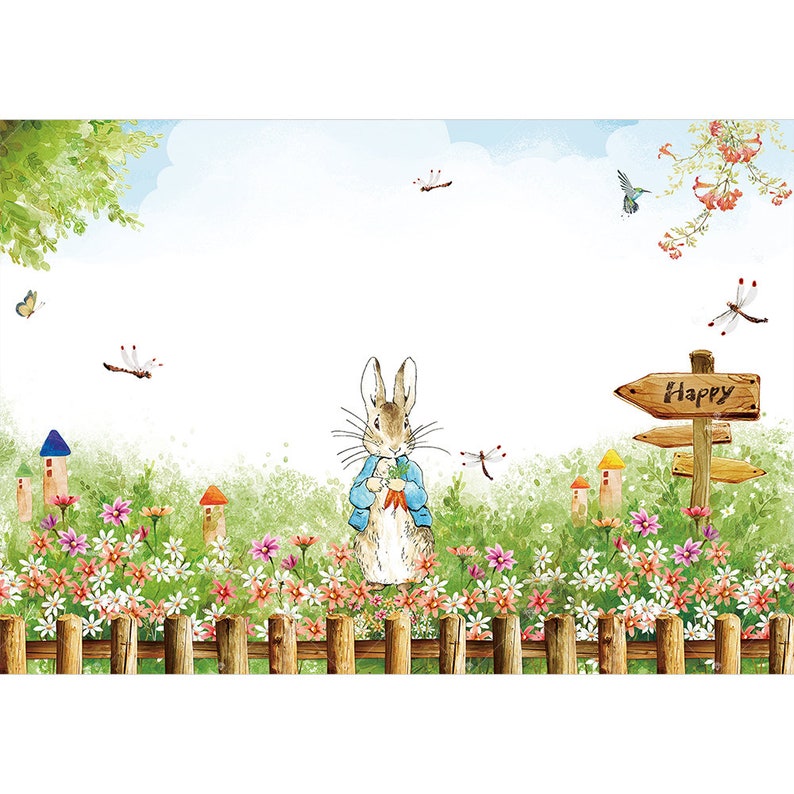 Peter Rabbit Birthday Backdrop Baby Shower Bunny Girl Party Etsy
