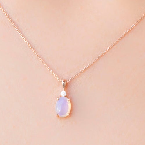 Moonstone Necklace Rose Gold Minimalist 