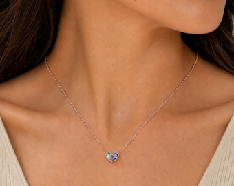 Two Birthstone Necklace, Personalized Couple Birthstone Necklace, Two Stone Necklace, Custom Birthstone Jewelry, Gift for Her