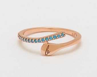 Personalized Initial and Birthstone Ring - Personalized Handmade Jewelry - Personalized Gifts for Women - Stackable Rings for Women