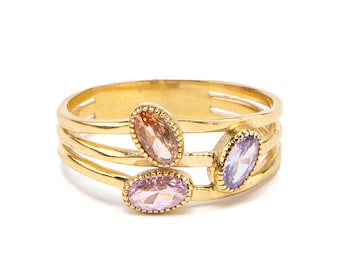 Mothers Ring 2, 3, 4, 5 Stone - Birthstone Personalized Jewelry Gifts for Her - Mothers Anniversary Gift for Her -  Rings for Women
