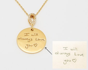 Custom Handwriting Necklace, Personalized Gifts for Mom,  Memorial Gift, Personalized Jewelry, Engraved  Necklace, Mothers Necklace