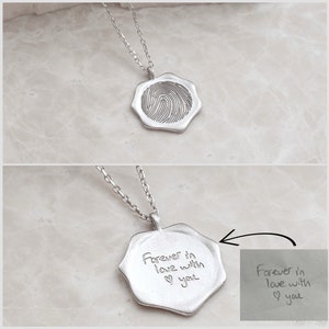 Actual Handwriting Necklace / Fingerprint Necklace / Personalized Jewelry / Silver Necklace, Memorial Jewelry, Personalized Gift for Her