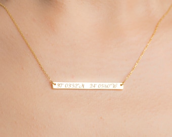 Koordinaten Halskette - Personalisierte Koordinaten Halskette - Bar Halskette Gold- Breite Länge Halskette-Bar Halskette Personalisiert-Gps Koordinaten