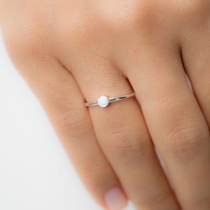 Personalized Birthstone Ring - Personalized Gift For Her - Opal Ring - Custom Silver Ring - Simple Ring