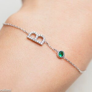 Silver Personalized Bracelet - Initial Birthstone Bracelet - Friendship Bracelet - Bridesmaid Gift - Best Friend Gift - Personalized Jewelry