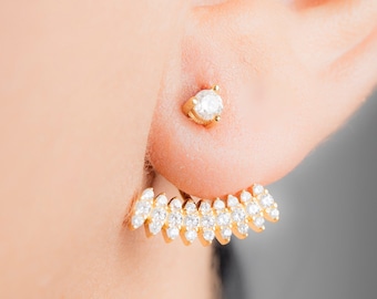 Gold Ear Jacket Earring - Dainty Gold Earrings - Dainty Jewelry - Unique Jewelry - Ear Climber - Ear JAcket Gold - Trending Jewelry