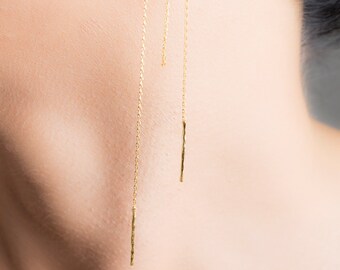 Gold Threader Earrings - Thread Earrings - Long Earrings - Gold Earrings - Ear Threader