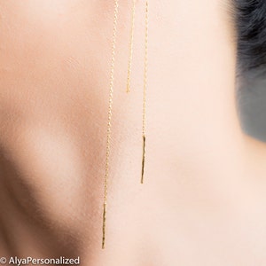 Gold Threader Earrings - Thread Earrings - Long Earrings - Gold Earrings - Ear Threader