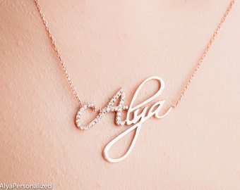 rose gold name necklace
