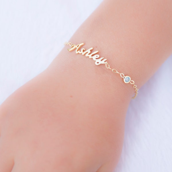 Unique Baby Gift Personalized Name Bracelet with Birthstone Bracelet, Baby Shower Gift,Personalized Kids Gift Jewelry, New Baby Gift