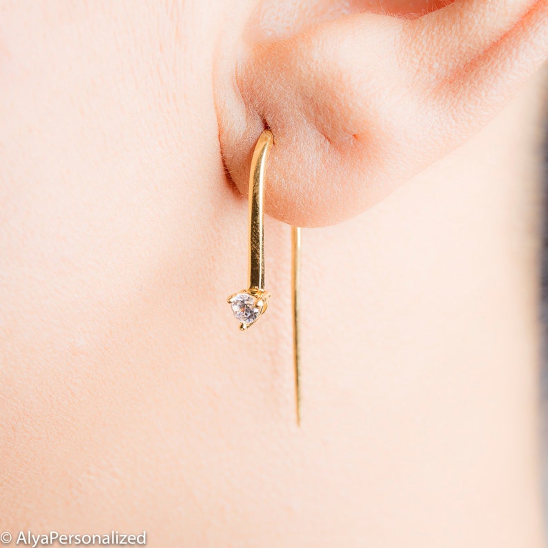 Minimalist Gold Earrings Dainty Jewelry Modern Earrings Open Hoop Earring Geometric Jewelry Casual Jewelry Modern Jewelry image 2