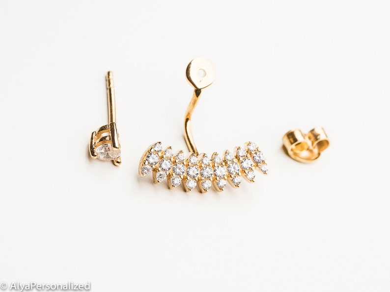Gold Ear Jacket Earring Dainty Jewelry Dainty Gold Earrings Ear JAcket Gold Unique Jewelry Ear Climber Trending Jewelry