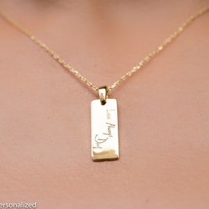Colar de caligrafia real - Colar personalizado - Colar de prata, colar de barra, colar de mães, presente de caligrafia personalizado para ela