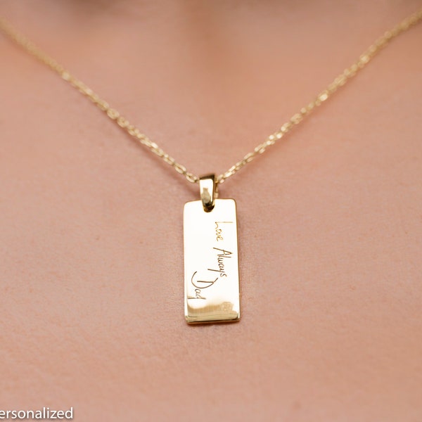 14K Solid Gold Handwriting Necklace - Personalized Jewelry Necklace -Personalized Gift for Women - Memorial Gift; A Lifetime Piece