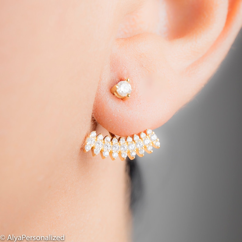 Gold Ear Jacket Earring Dainty Jewelry Dainty Gold Earrings Ear JAcket Gold Unique Jewelry Ear Climber Trending Jewelry