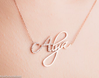 Personalized Name Necklace Jewelry - Custom Rose Gold Name Necklace-Personalized Bridesmaid Proposal Gift, Necklaces for Women