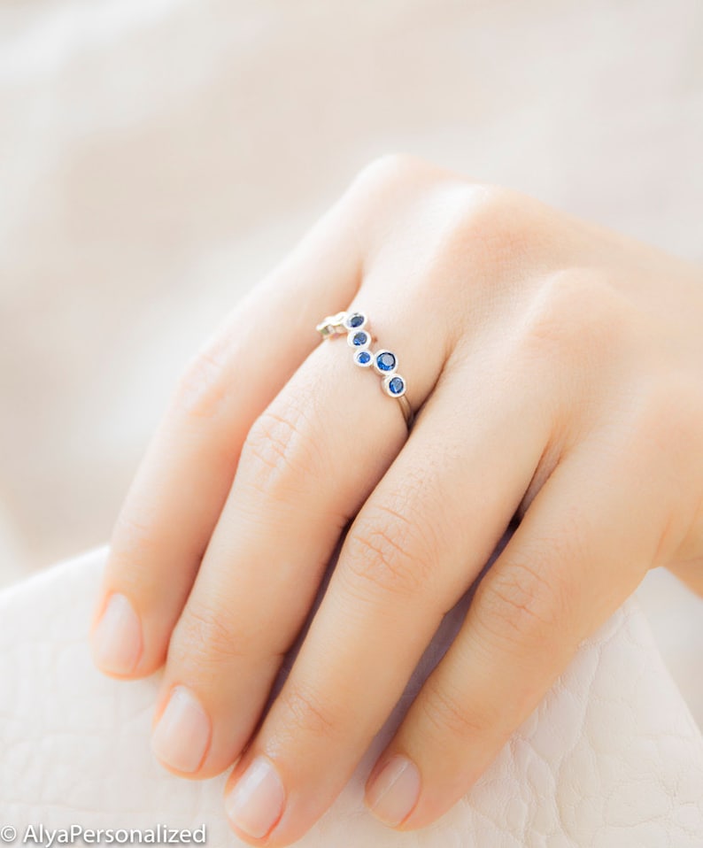 Sapphire Jewelry Birthstone Jewelry Gemstone Ring Unique Silver Ring Dainty Silver Ring Sapphire Ring Gemstone Jewelry image 4